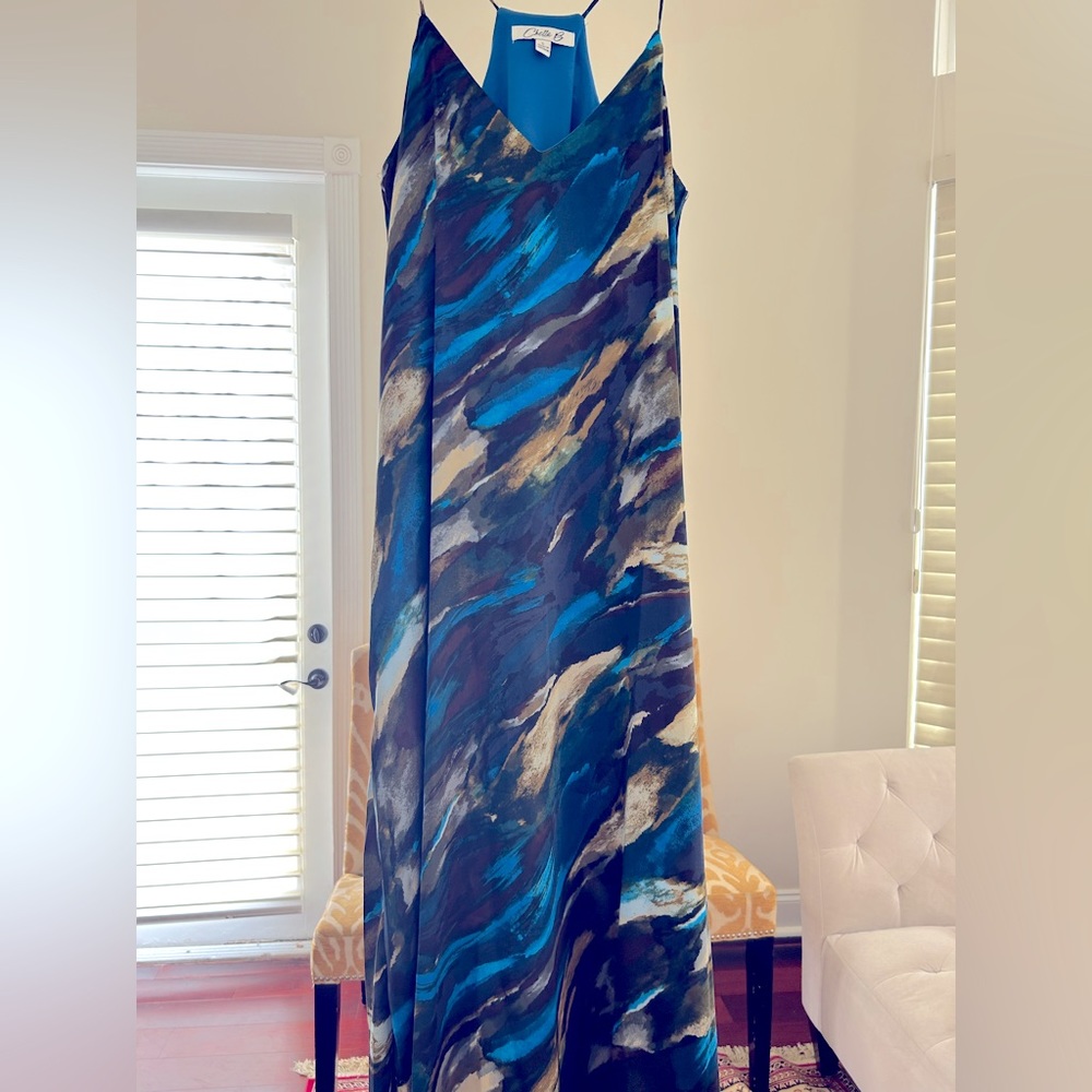 Stunning Dark blue Chetta B Maxi dress, vacation or special occasion, pockets